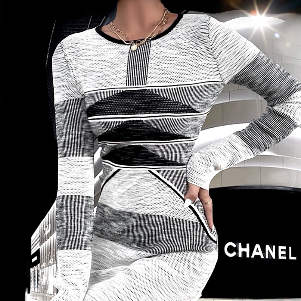New, Lavishly Paris Women’s Designer Colorblock Sweater Dress